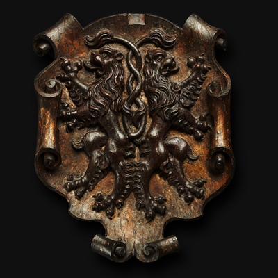 Wappenschild, fein geschnitzt, 18. Jahrhundert